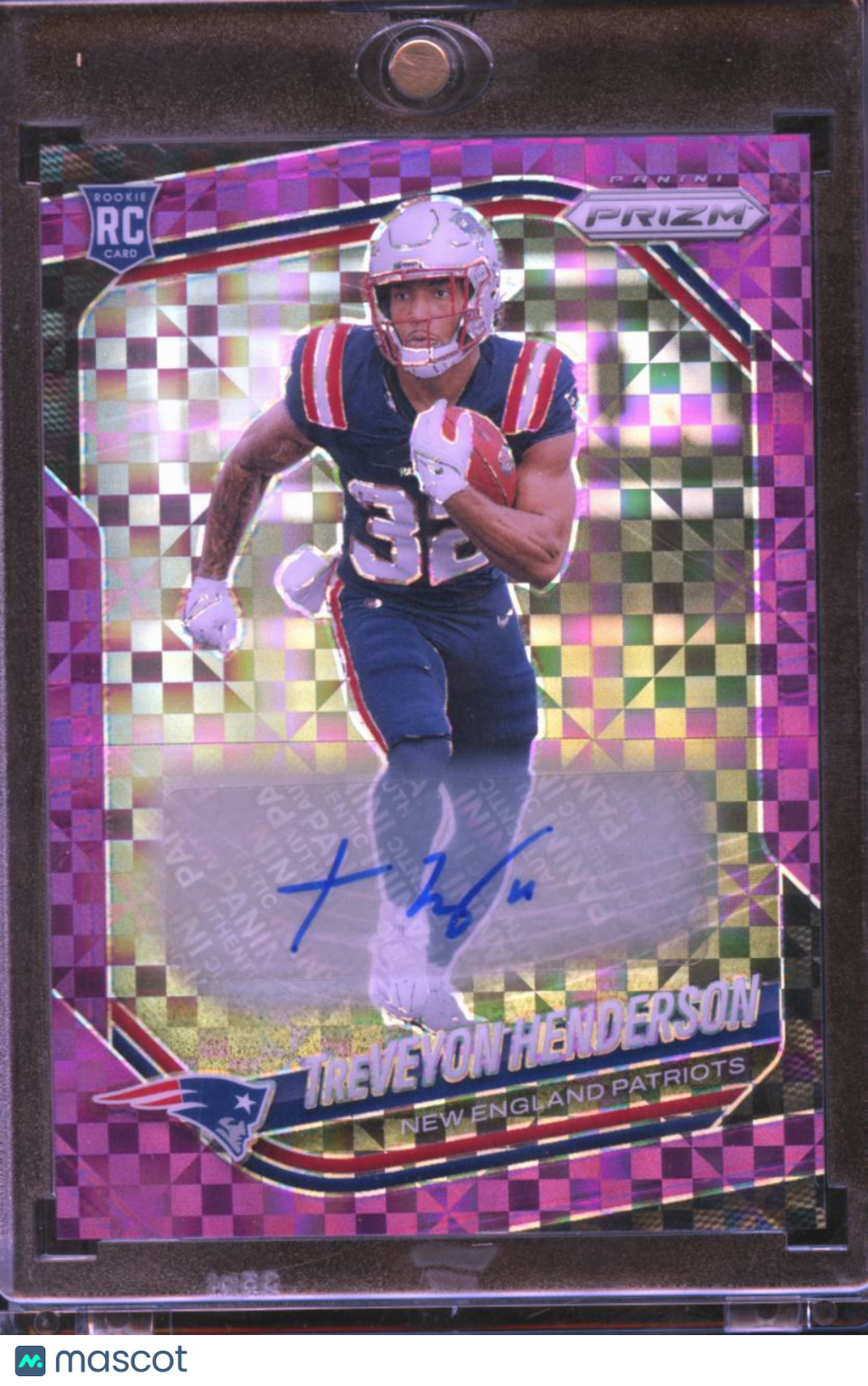 TreVeyon Henderson 2025 Prizm Auto Autograph RC Purple 13/49 NE Patriots