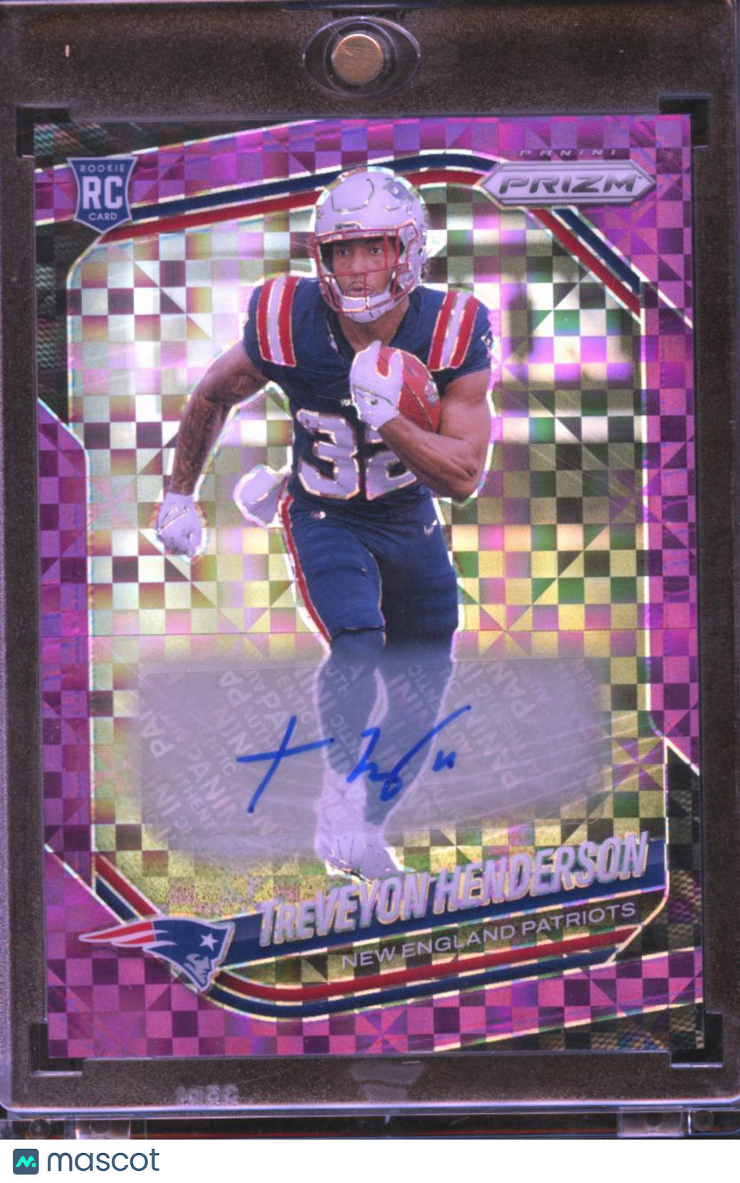 TreVeyon Henderson 2025 Prizm Auto Autograph RC Purple 13/49 NE Patriots