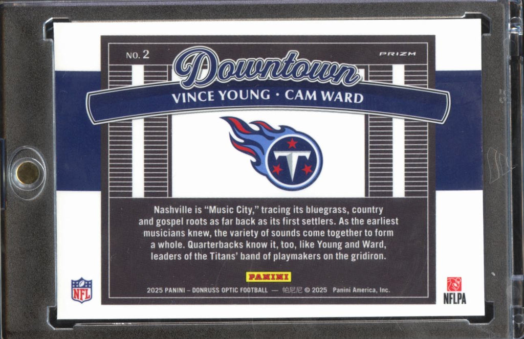 Cam Ward / Vince Young 2025  Optic DOWNTOWN SSP CASE HIT RC Tennessee Titans