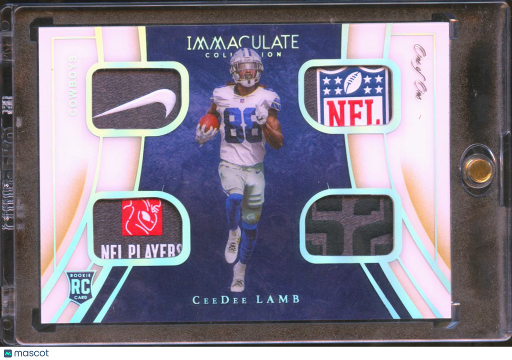 CeeDee Lamb 2020 Immaculate NFL Shield Nike Swoosh Patch RC 1/1 Dallas Cowboys