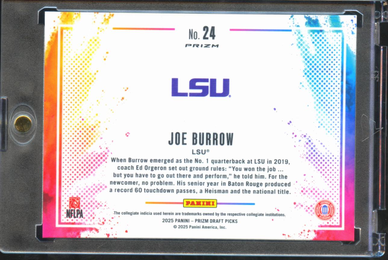 Joe Burrow 2025 Prizm Draft Picks White Color Blast SSP Bengals LSU Tigers