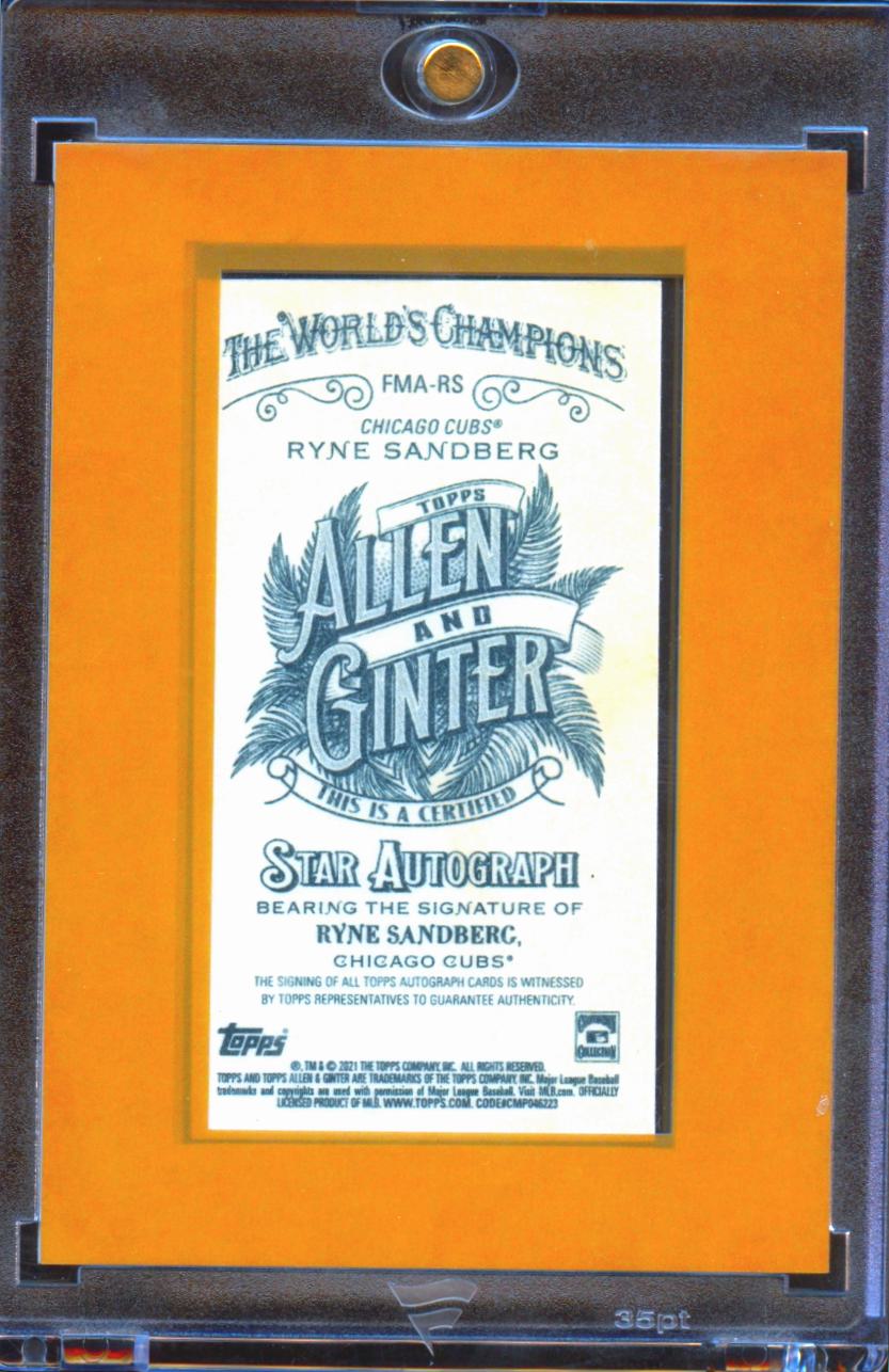 Ryne Sandberg 2021 Topps Allen & Ginter Framed Auto Autograph Chicago Cubs