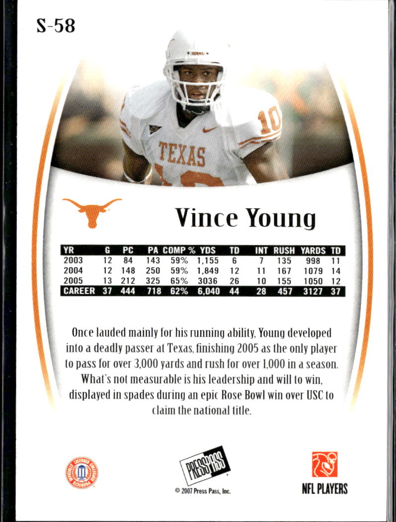 Vince Young 2007 Press Pass Legends Silver 443/499 Texas Longhorns