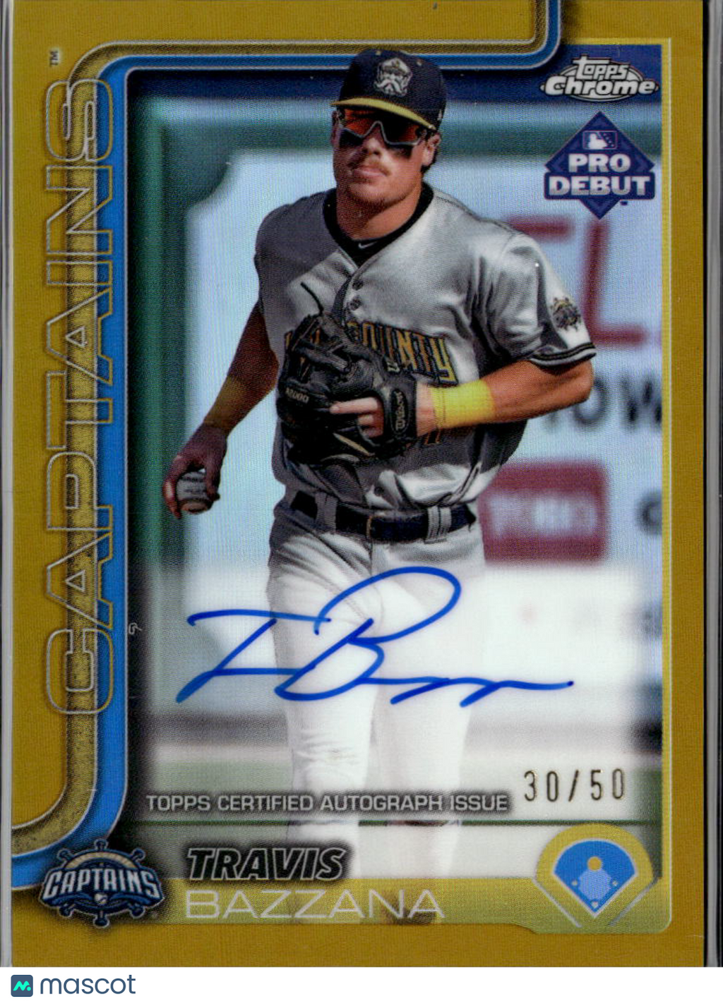 Travis Bazzana 2024 Topps Chrome Pro Debut Auto Autograph GOLD RC Guadians 30/50