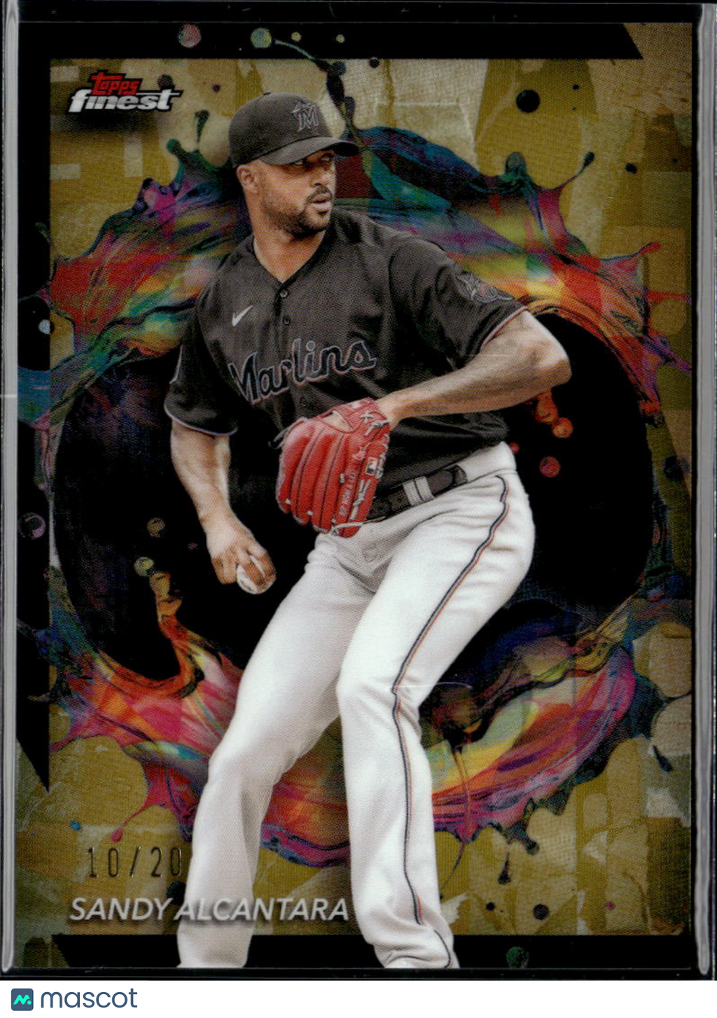 Sandy Alcantara 2024 Topps Finest RARE Gold Refractor 10/20 Miami Marlins