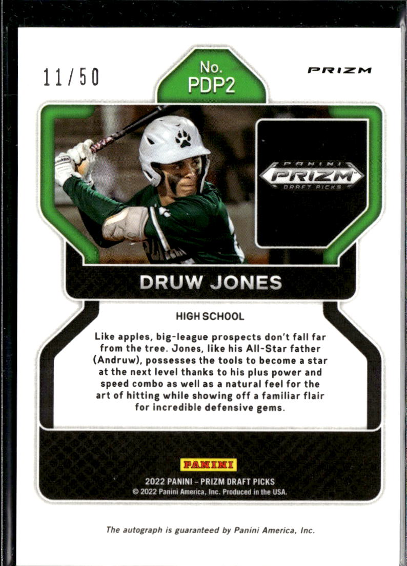 Druw Jones 2022 Prizm Draft Auto Autograph White Disco RC 11/50 Diamondbacks