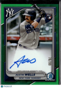 Austin Wells 2024 Bowman Chrome Auto Autograph RC 76/99 New York Yankees