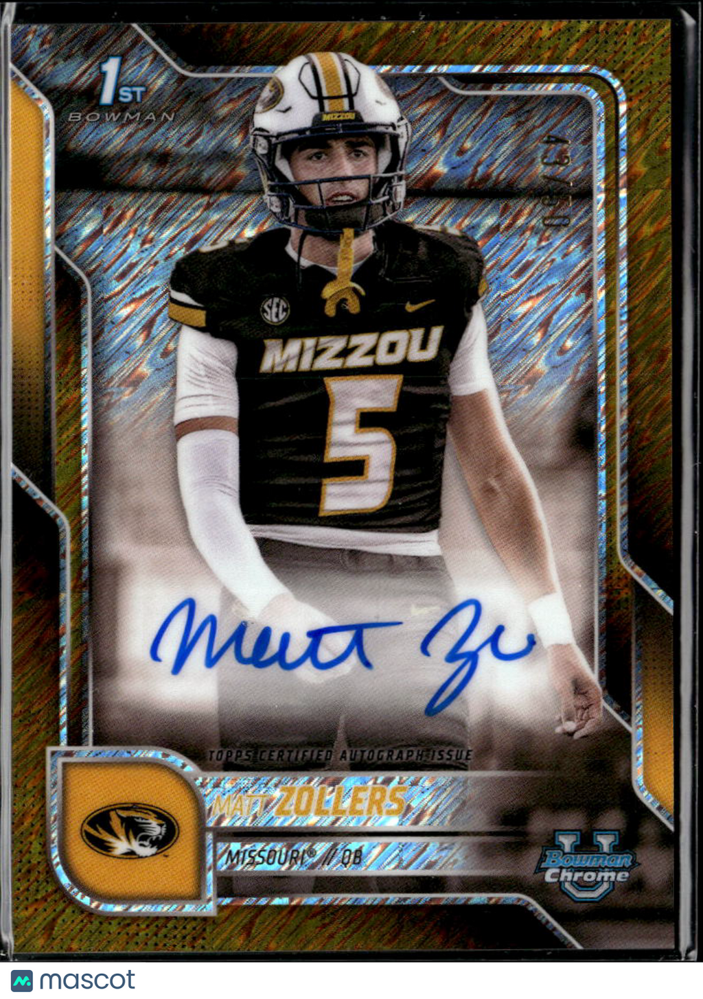 Matt Zollers 2025 Bowman Chrome 1st Auto Autograph GOLD Shimmer 43/50 Missouri