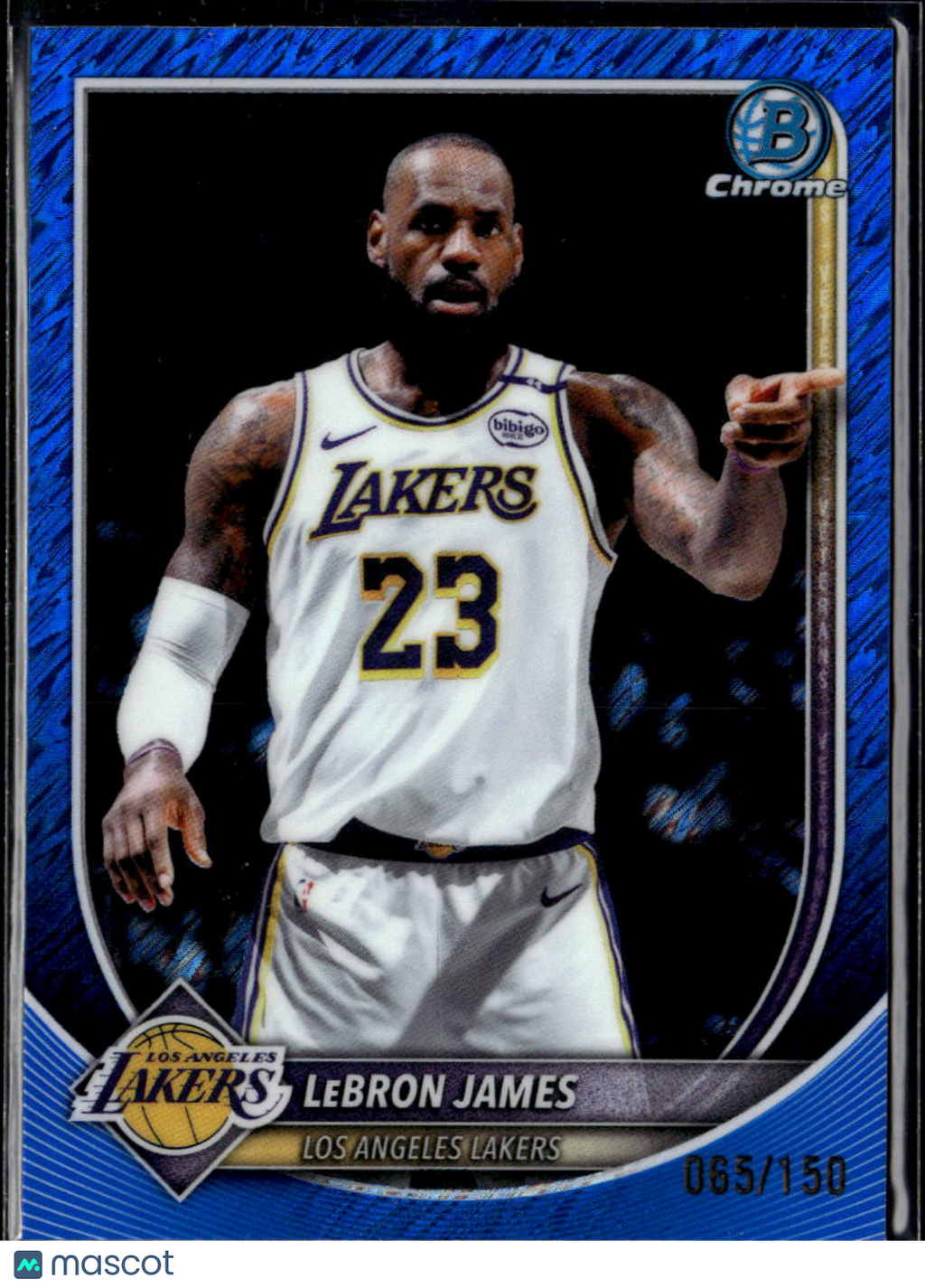 LeBron James 2025-26 Bowman Chrome Blue Shimmer Refractor 274/499 #121 LA Lakers