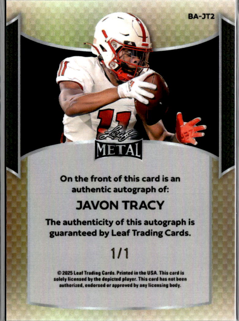 Javon Tracy 2025 Leaf Metal Auto Autograph RC Rookie Gold Mojo 1/1 Minnesota