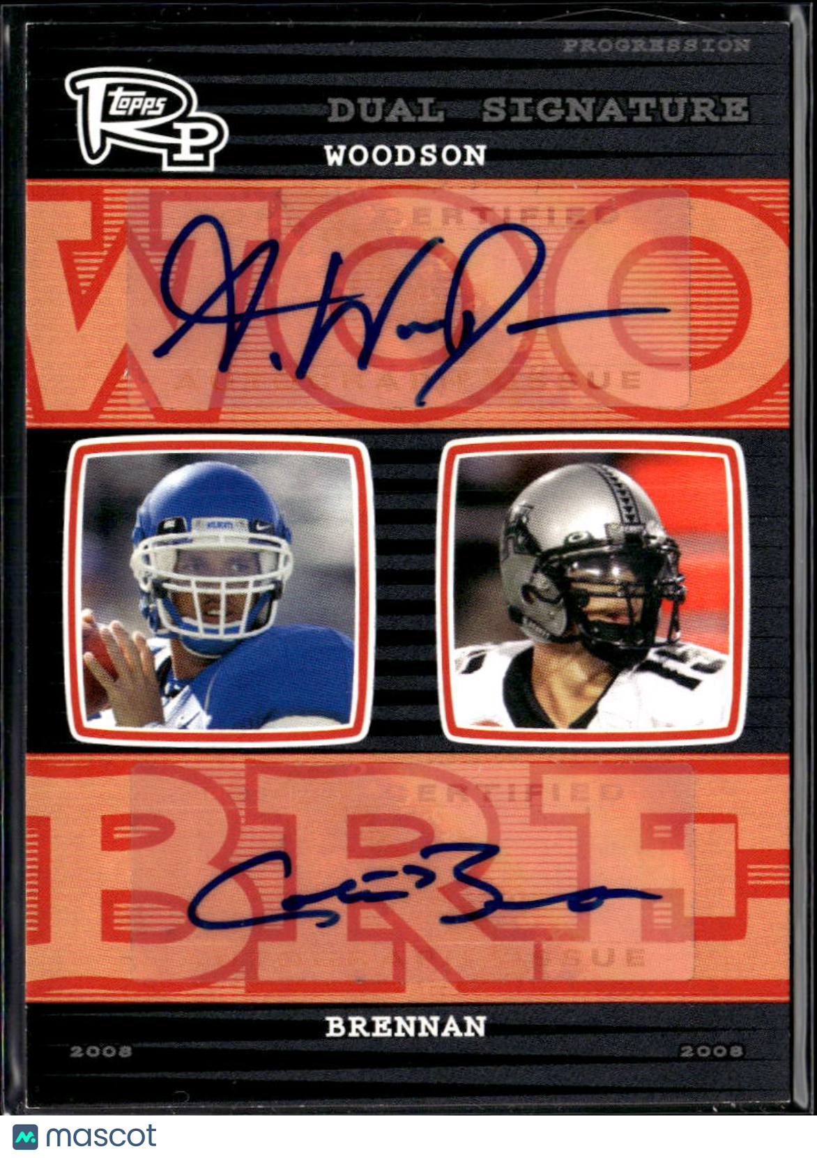 Colt Brennan / André Woodson 2008 Topps RP Auto Autograph Kentucky Hawaii 2/20