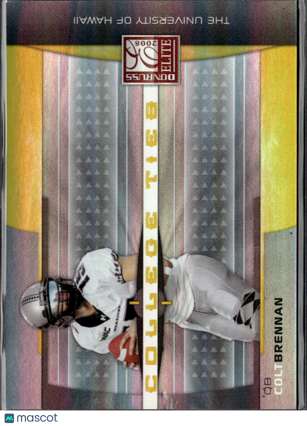 Colt Brennan 2008 Donruss Elite College Ties Yellow RC 318/400 Hawaii Warriors
