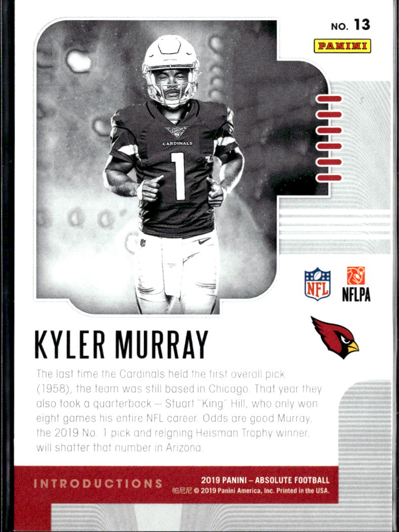 Kyler Murray 2019 Absolute Football Introductions BLUE RC 45/50 Cardinals