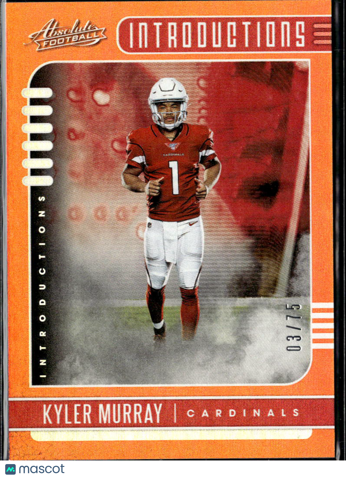 Kyler Murray 2019 Absolute Football Introductions Orange RC 3/75 Cardinals