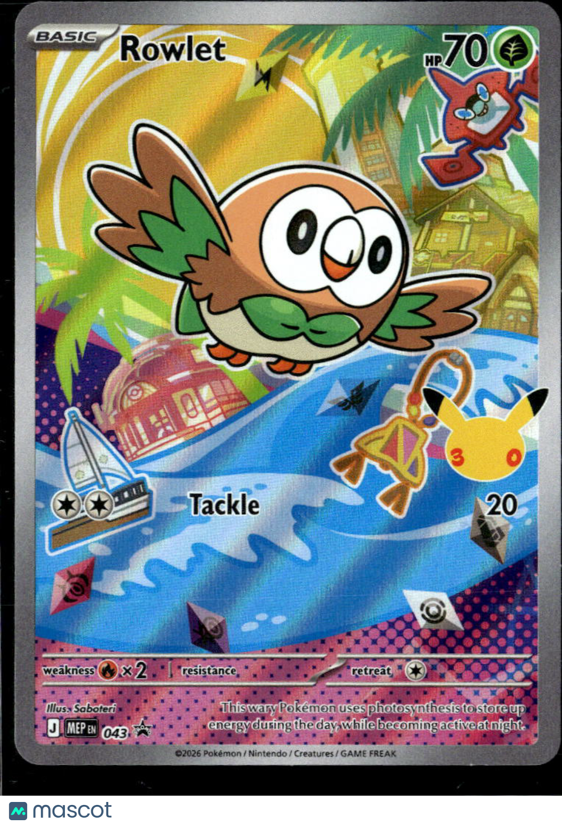 Rowlet 2026 Mega Evolution Holo Illustration Rare #MEP EN 043