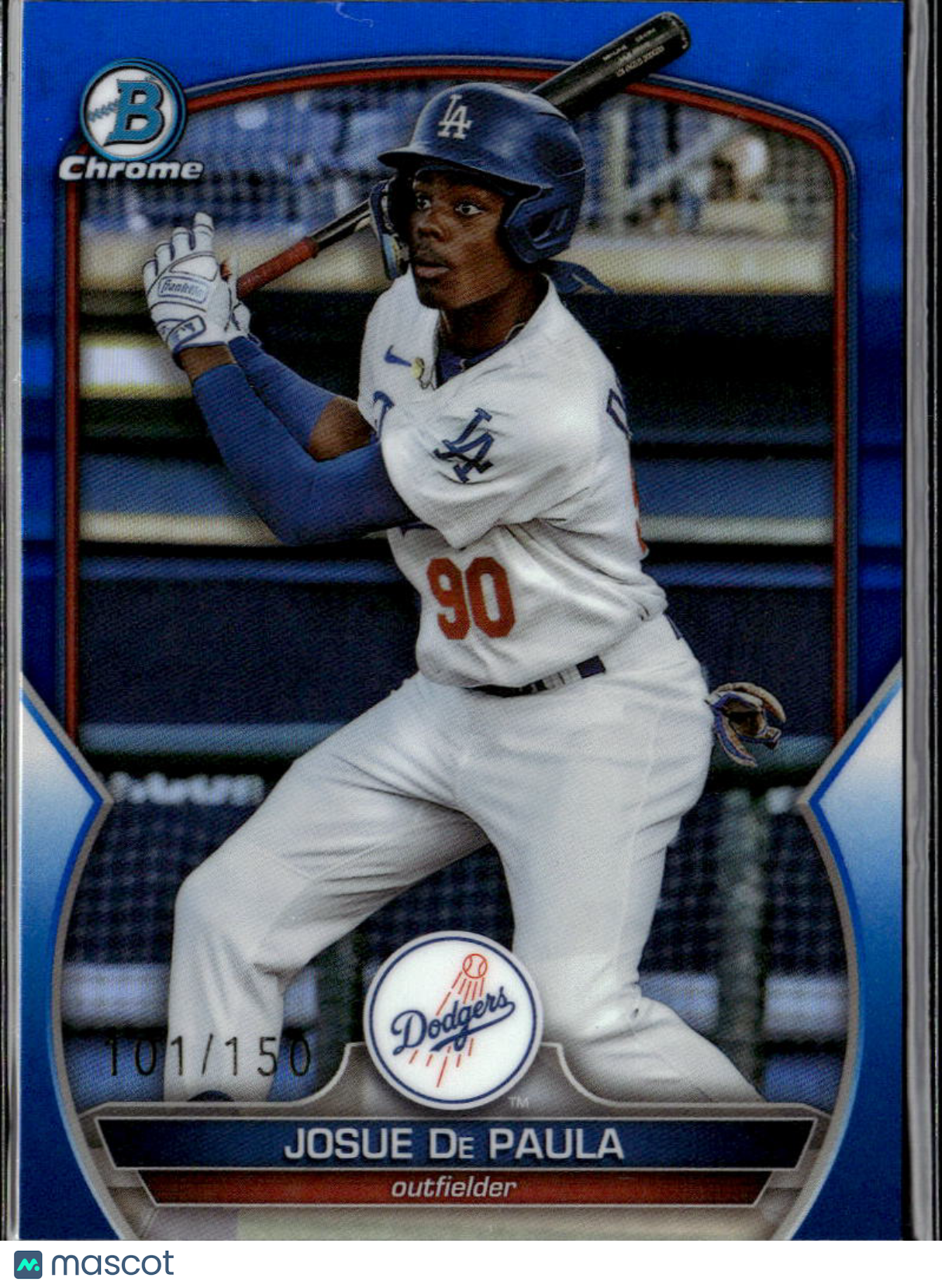 Josue De Paula 2023 Bowman Chrome Blue Refractor RC 101/150 Los Angeles Dodgers