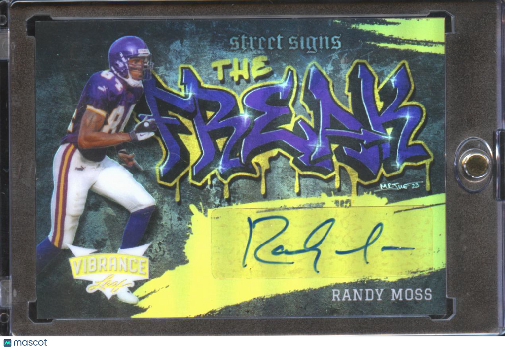 Randy Moss 2023 Leaf Vibrance Street Signs Auto Autograph Minnesota Vikings