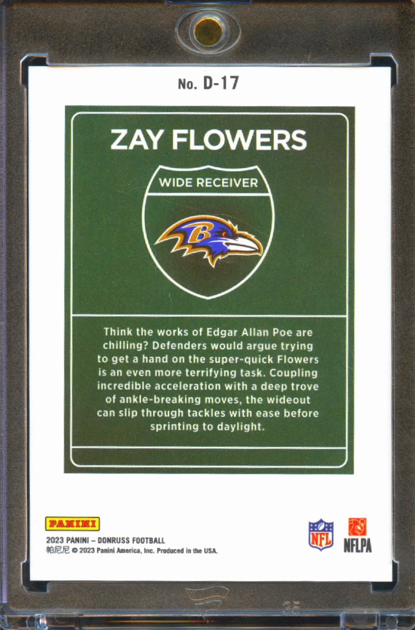 Zay Flowers 2023 Donruss DOWNTOWN SSP CASE HIT RC Baltimore Ravens