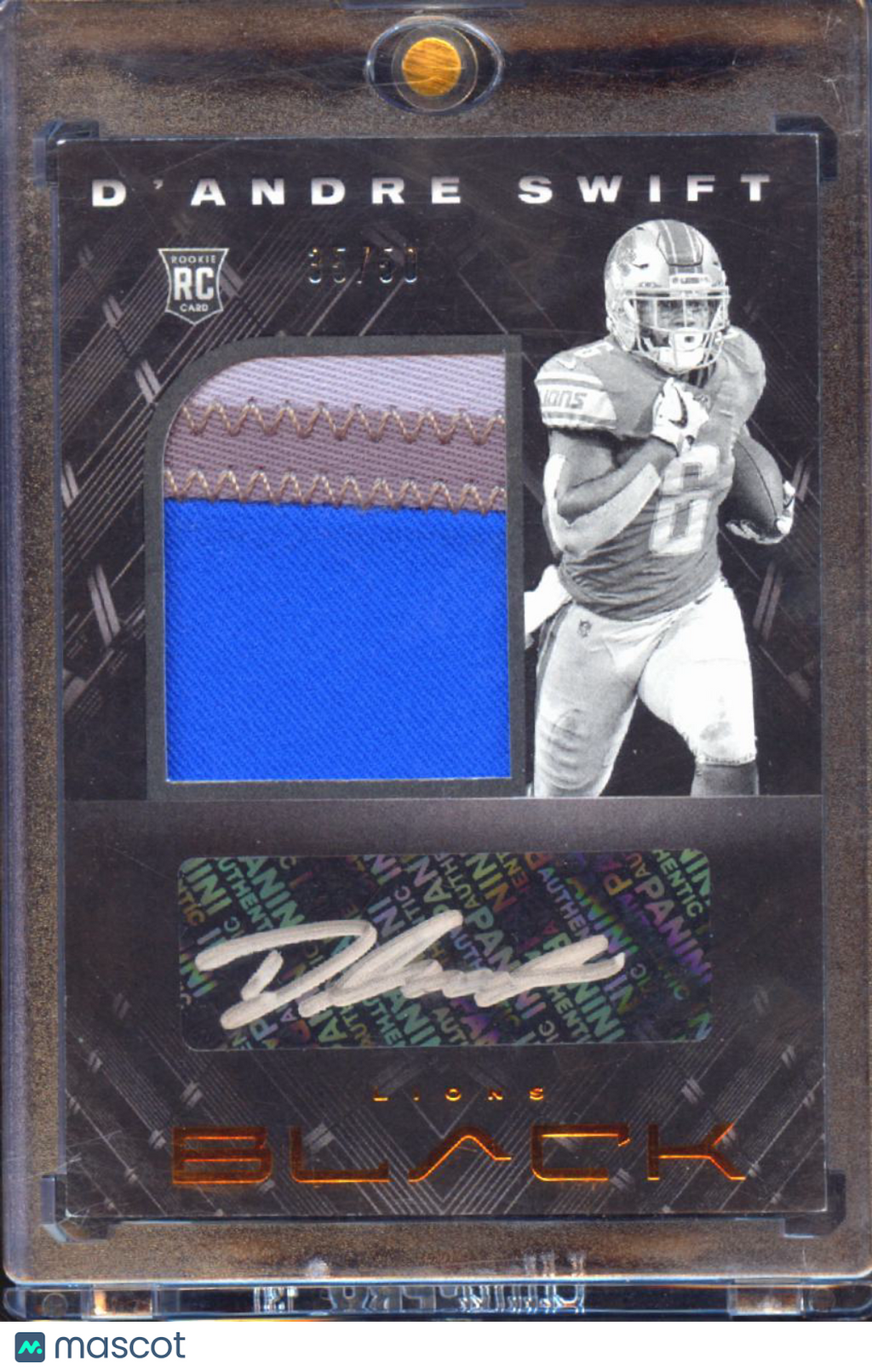 D'Andre Swift 2020 Panini Black Auto Autograph Patch RC 35/50 Detroit Lions