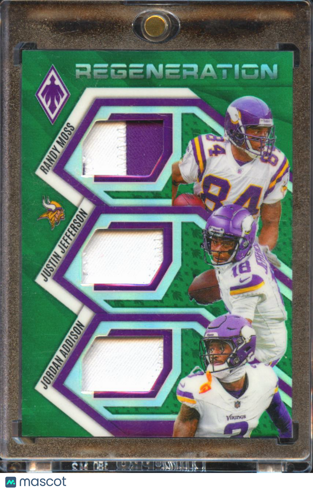 Randy Moss / Addison /Justin Jefferson 2025 Phoenix Triple Patch 14/99 Vikings