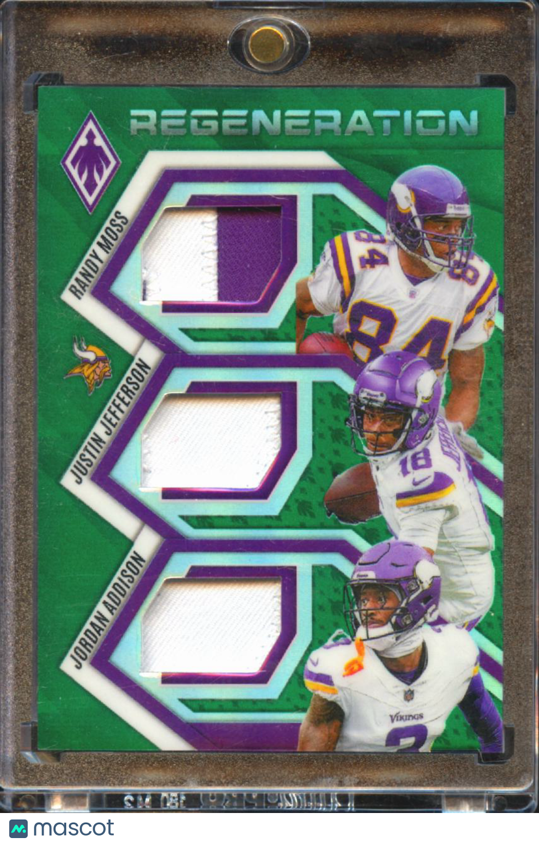 Randy Moss / Addison /Justin Jefferson 2025 Phoenix Triple Patch 14/99 Vikings