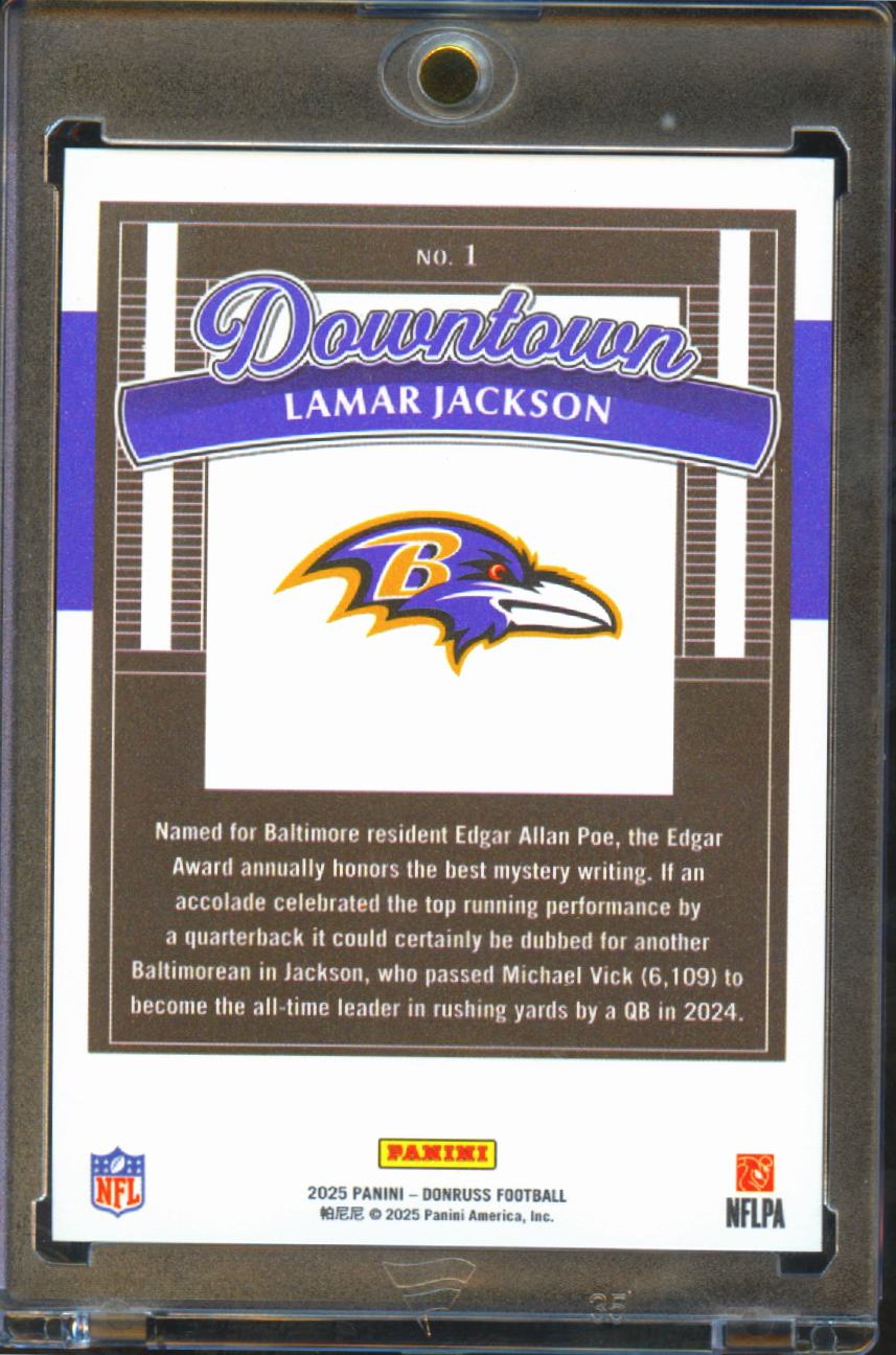 Lamar Jackson 2025 Donruss DOWNTOWN SSP CASE HIT Baltimore Ravens