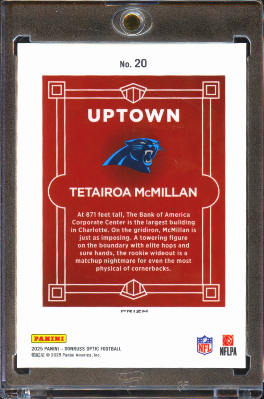 Tetairoa McMillan 2025 Optic UPTOWN SSP CASE HIT RC Carolina Panthers