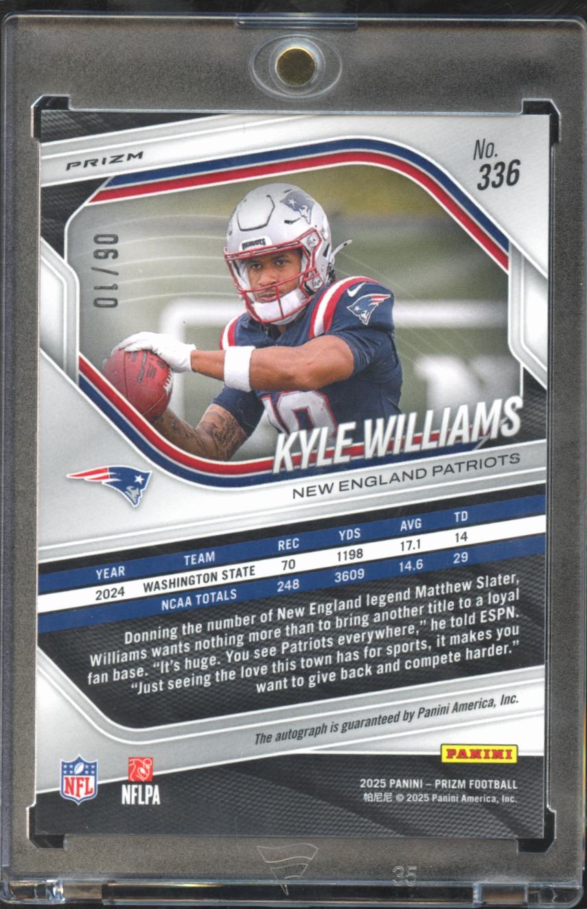 Kyle Williams 2025 Prizm Auto Autograph GOLD Disco RC 6/10 New England Patriots