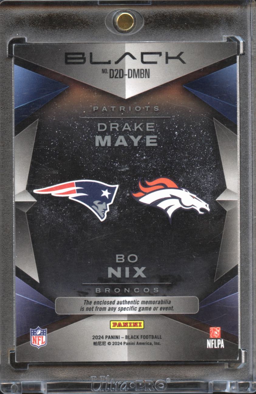 Bo Nix / Drake Maye 2024 Black Dual Jersey Patch RC 15/99 Broncos Patriots