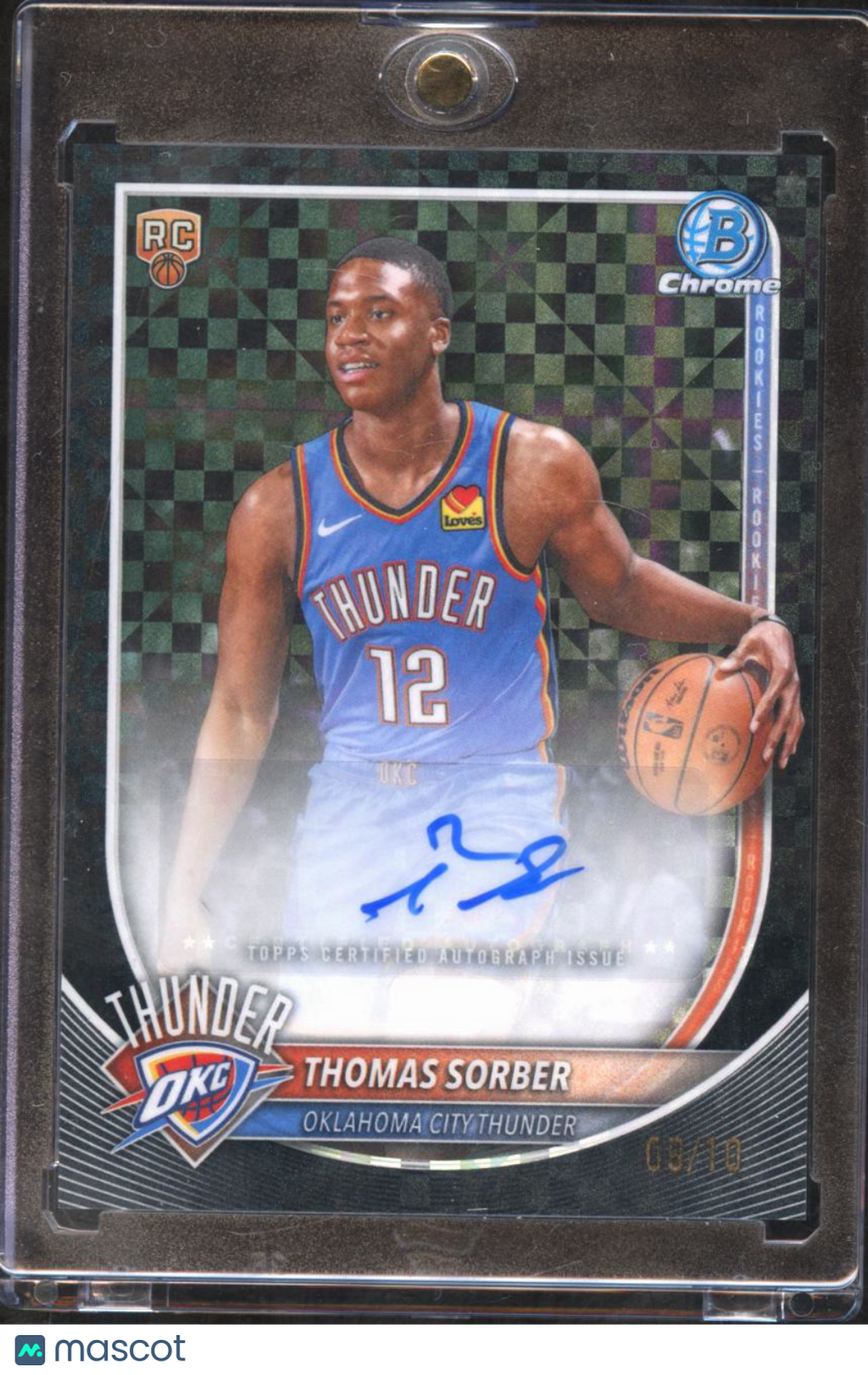 Thomas Sorber 202-26 Bowman Chrome Auto Autograph RC Black 9/10 OKC Thunder