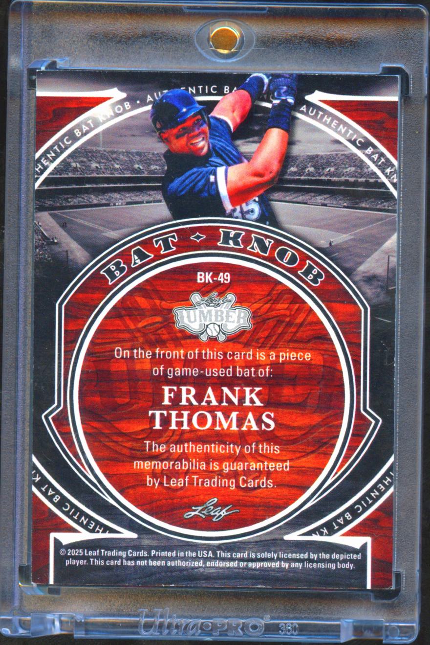 Frank Thomas 2025 Leaf Lumber Game Used Bat Knob 1/1 Chicago White Sox