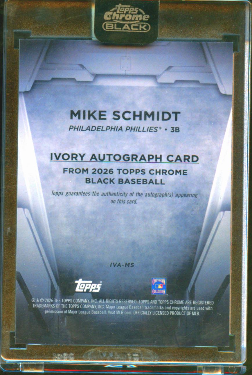 Mike Schmidt 2026 Topps Chrome Black Auto Autograph Ivory 38/50 Phillies