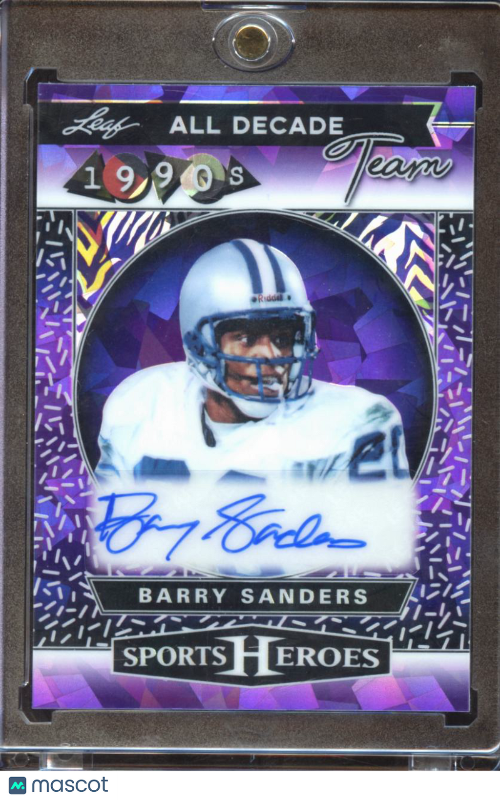 Barry Sanders 2025 Leaf Sports Auto Autograph Purple 9/10 Detroit Lions