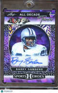 Barry Sanders 2025 Leaf Sports Auto Autograph Purple 9/10 Detroit Lions