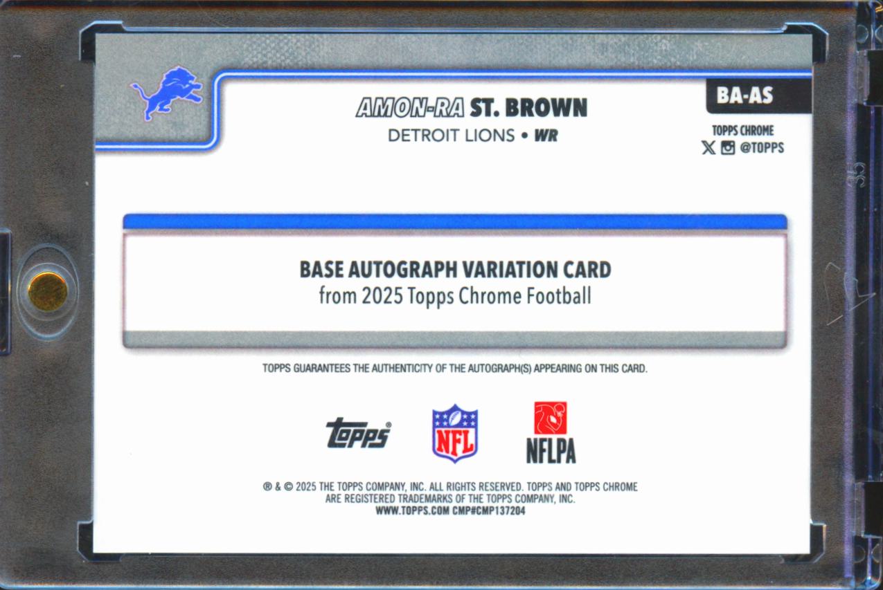 Amon-Ra St. Brown 2025 Topps Chrome on Card Auto Autograph Detroit Lions