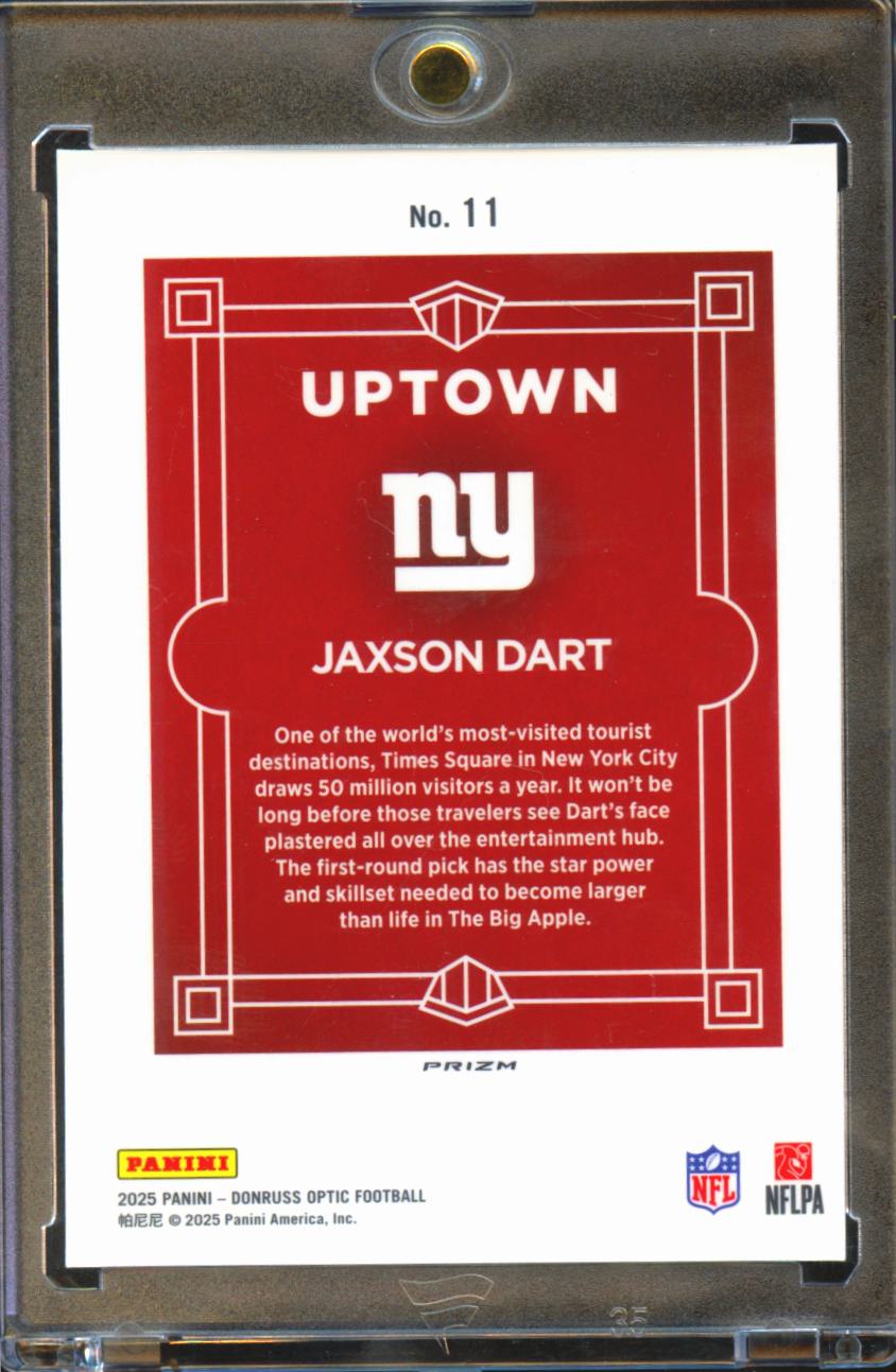 Jaxson Dart 2025 Optic UPTOWN SSP CASE HIT RC New York Giants