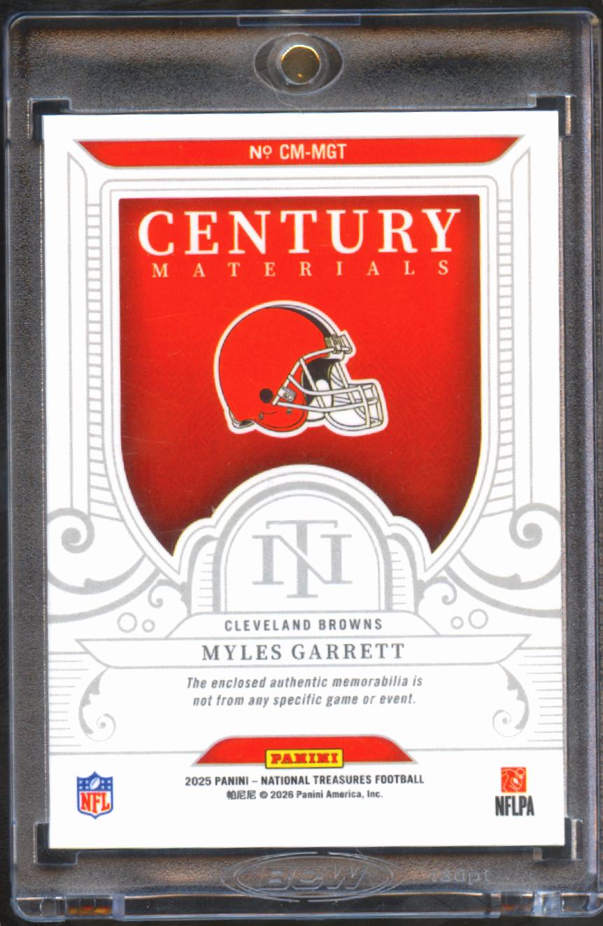 Myles Garrett 2025 National Treasures Laundry Tag Patch 3/10 Cleveland Browns