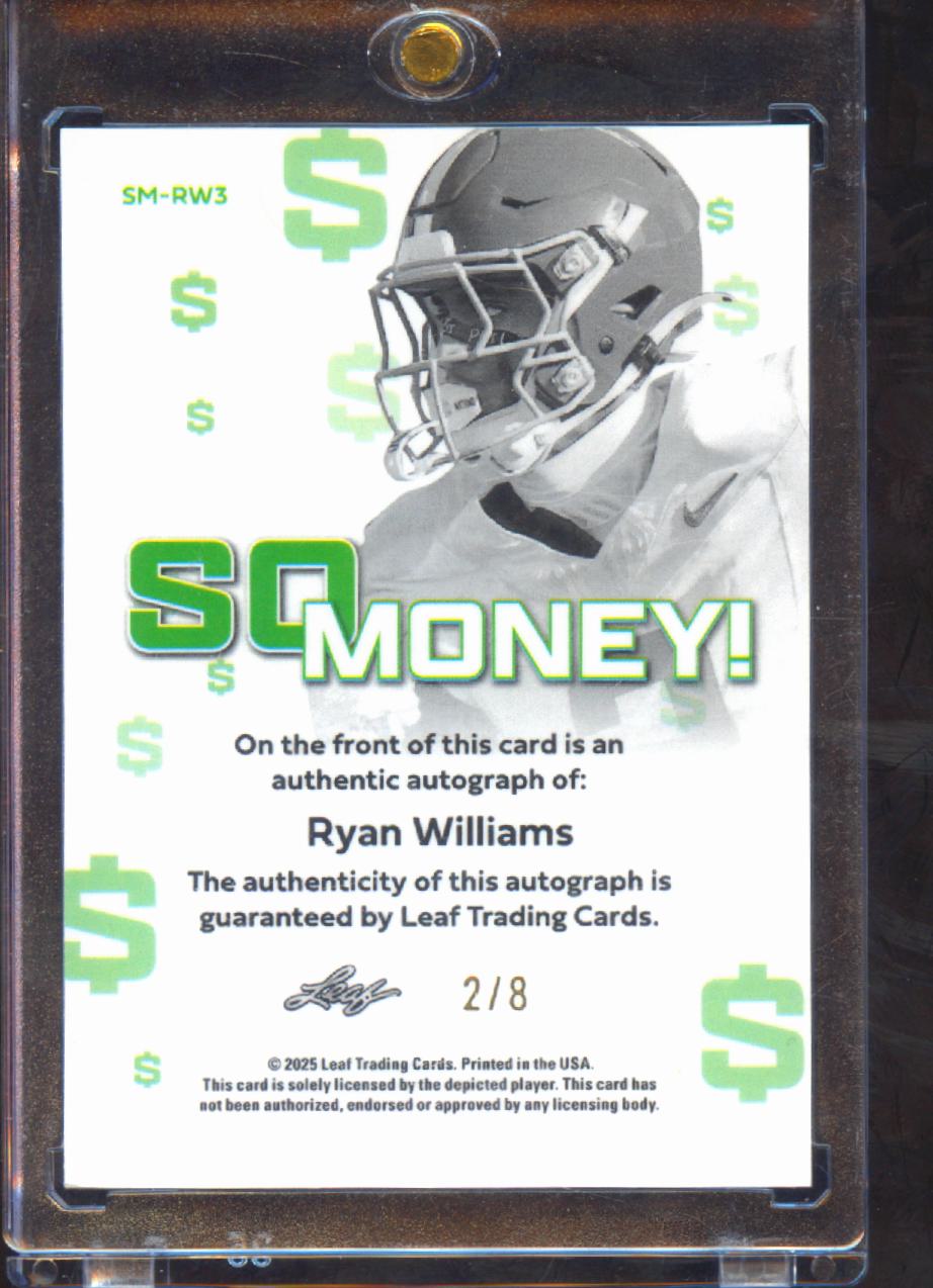 Ryan Williams 2025 Leaf Metal So Money! Auto Autograph RC 2/8 Alabama