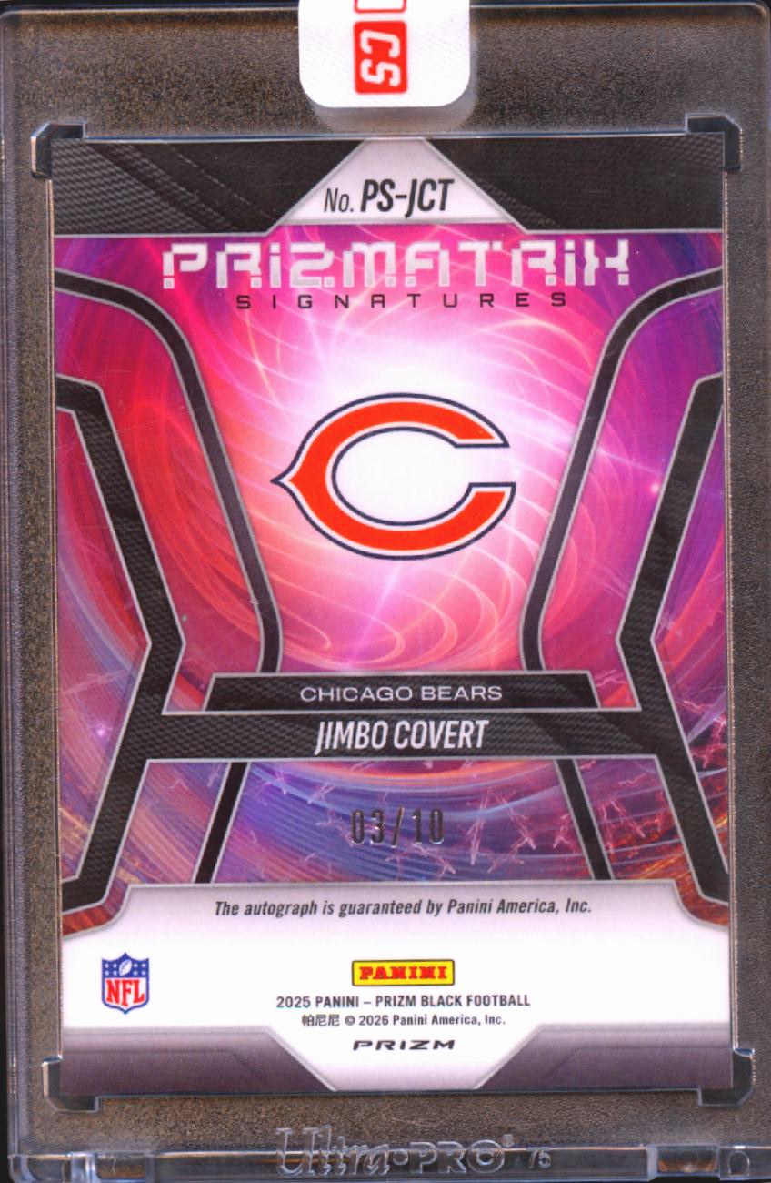 Jimbo Covert 2025 Prizm Black Auto Autograph GOLD Prizm 3/10 Chicago Bears