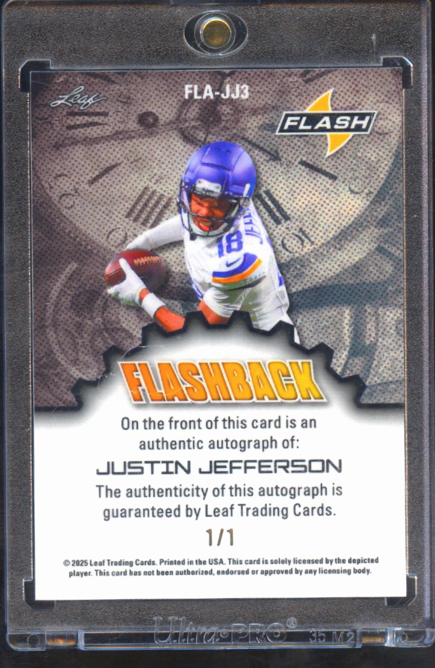 Justin Jefferson 2025 Leaf Flash Flashback Auto Autograph 1/1 Minnesota Vikings