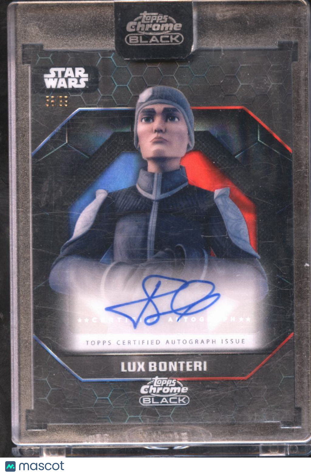 Jason Spisak as Lux Bonteri 2022 Topps Star Wars Chrome Black Auto Autograph /99
