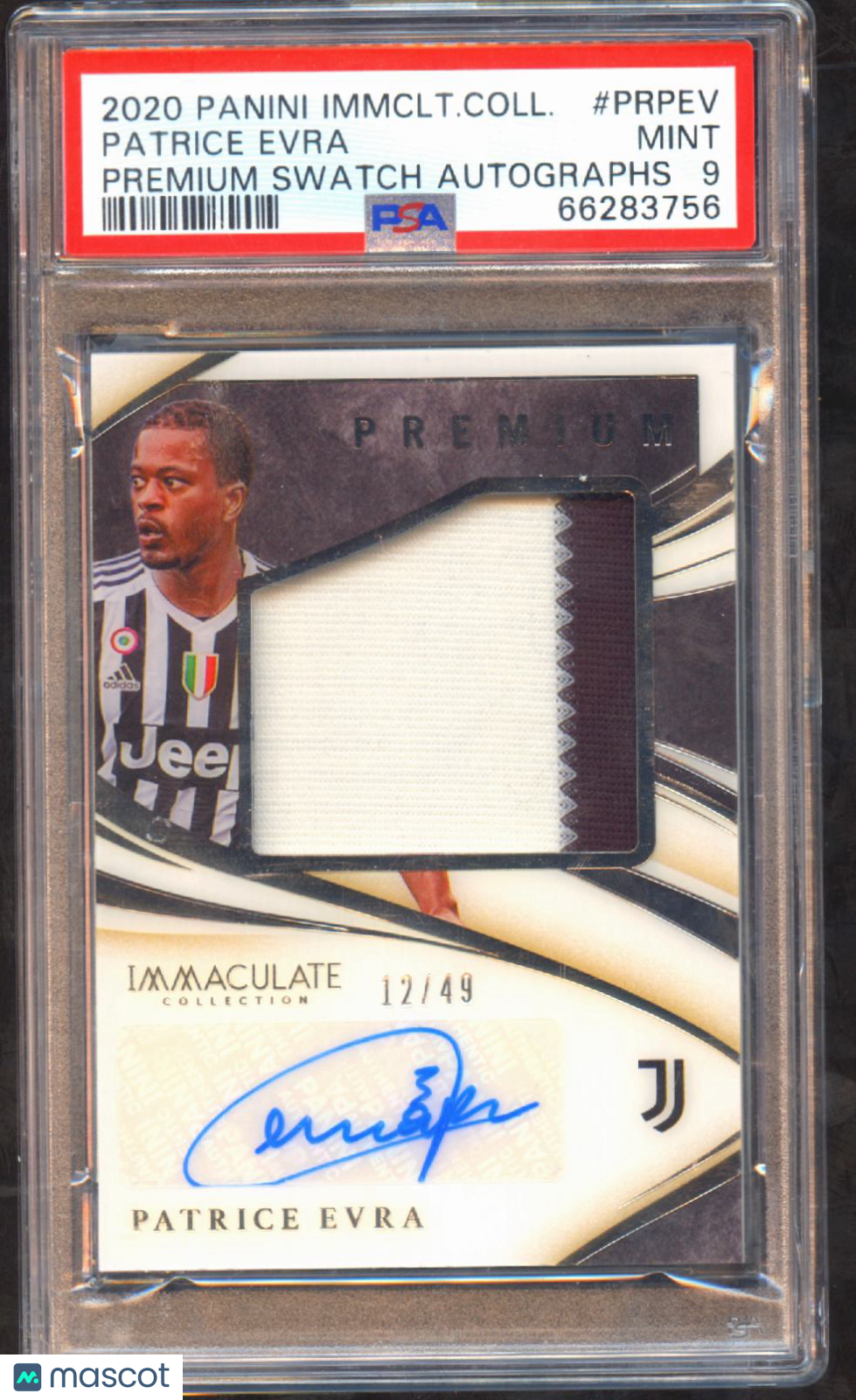 Patrice Evra 2020 Immaculate Auto Autograph Jersey Patch Juventus 12/49 PSA 9