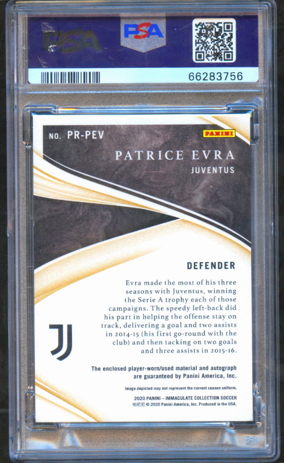 Patrice Evra 2020 Immaculate Auto Autograph Jersey Patch Juventus 12/49 PSA 9