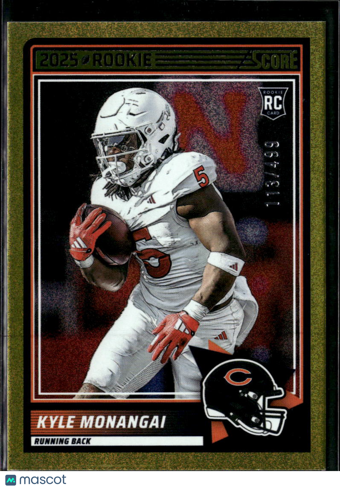 Kyle Monangai 2025 Score GOLD Rookie RC 113/499 Chicago Bears
