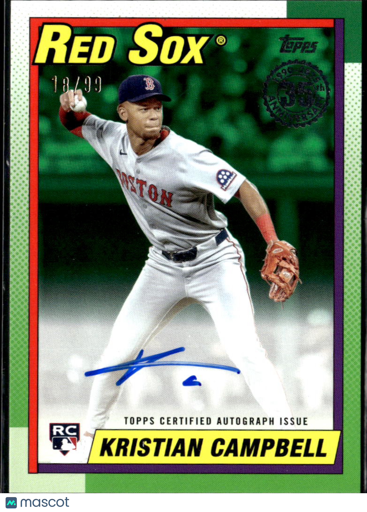 Kristian Campbell 2025 Topps '90 Auto Autograph RC 18/99 Boston Red Sox