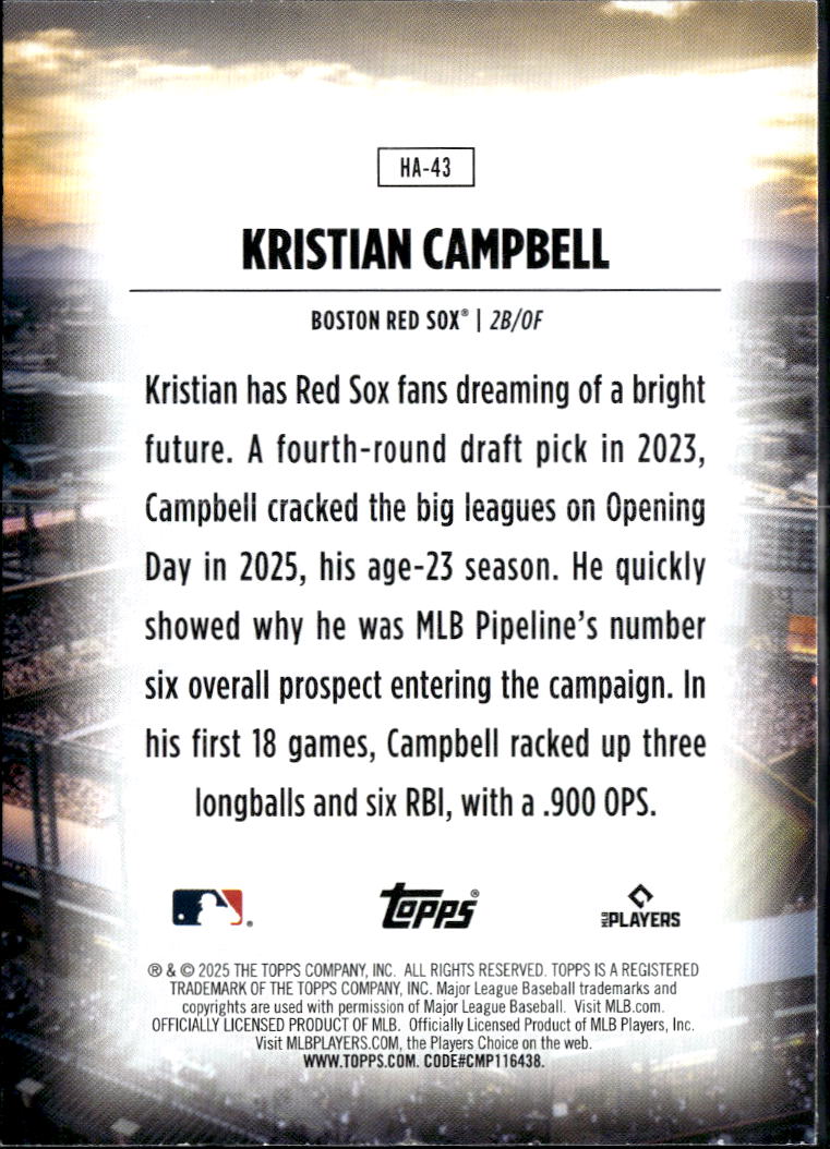 Kristian Campbell 2025 Topps Home Field Advantage RC SSP Boston Red Sox