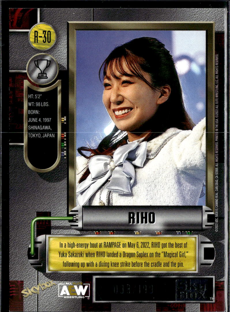 Riho 2022 SkyBox Metal Universe AEW Purple 38/199 All Elite Wrestling