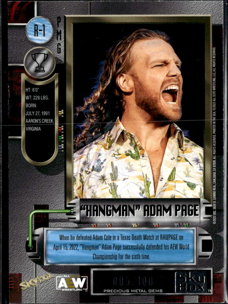 "Hangman" Adam Page 2022 Metal Universe AEW Precious Metal Gems Green PMG 5/10