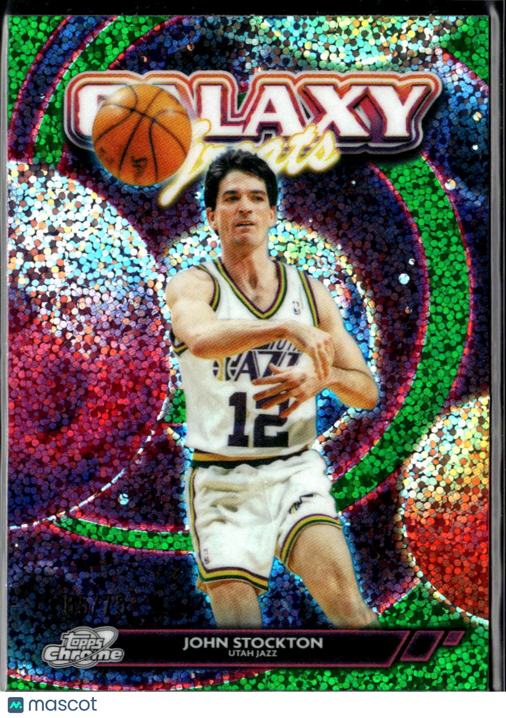 John Stockton 2025-26 Topps Chrome Galaxy Greats Green Refractor Utah Jazz 65/75