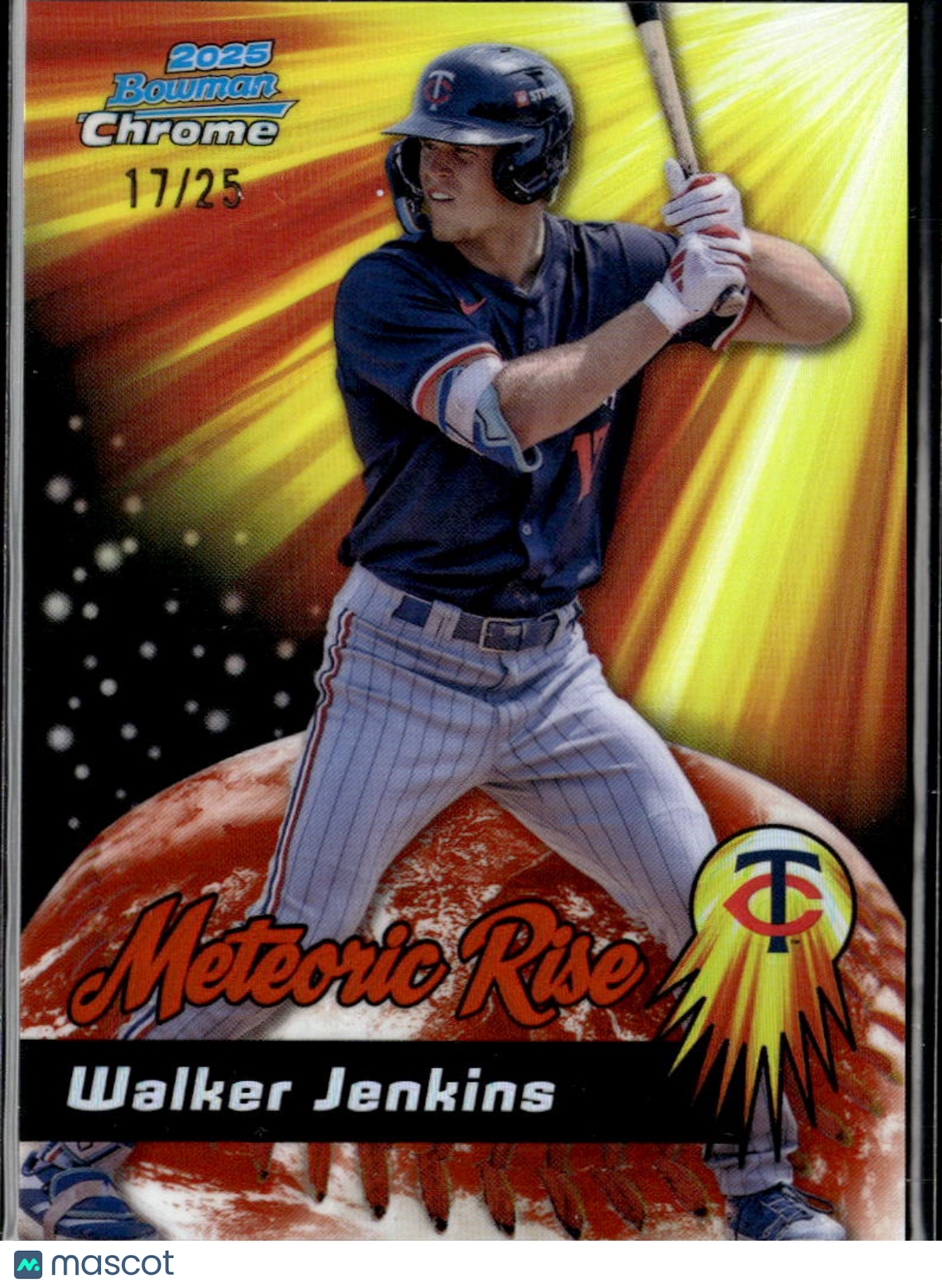 Walker Jenkins 2025 Bowman Chrome Meteoric Rise Orange Refractor 17/25 Twins